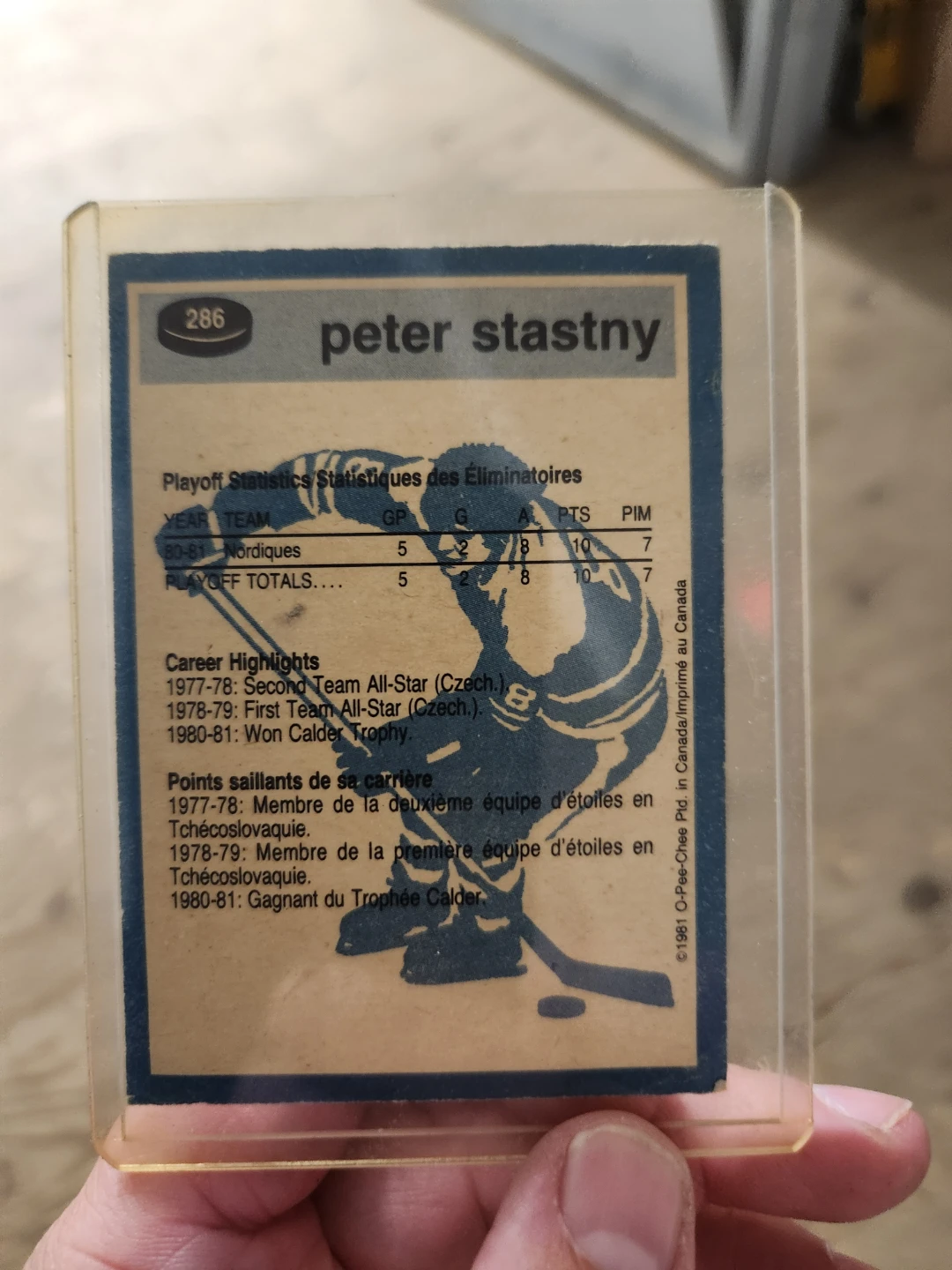 1981 O-Pee-Chee Peter Stastny Hockey Card - photo 2