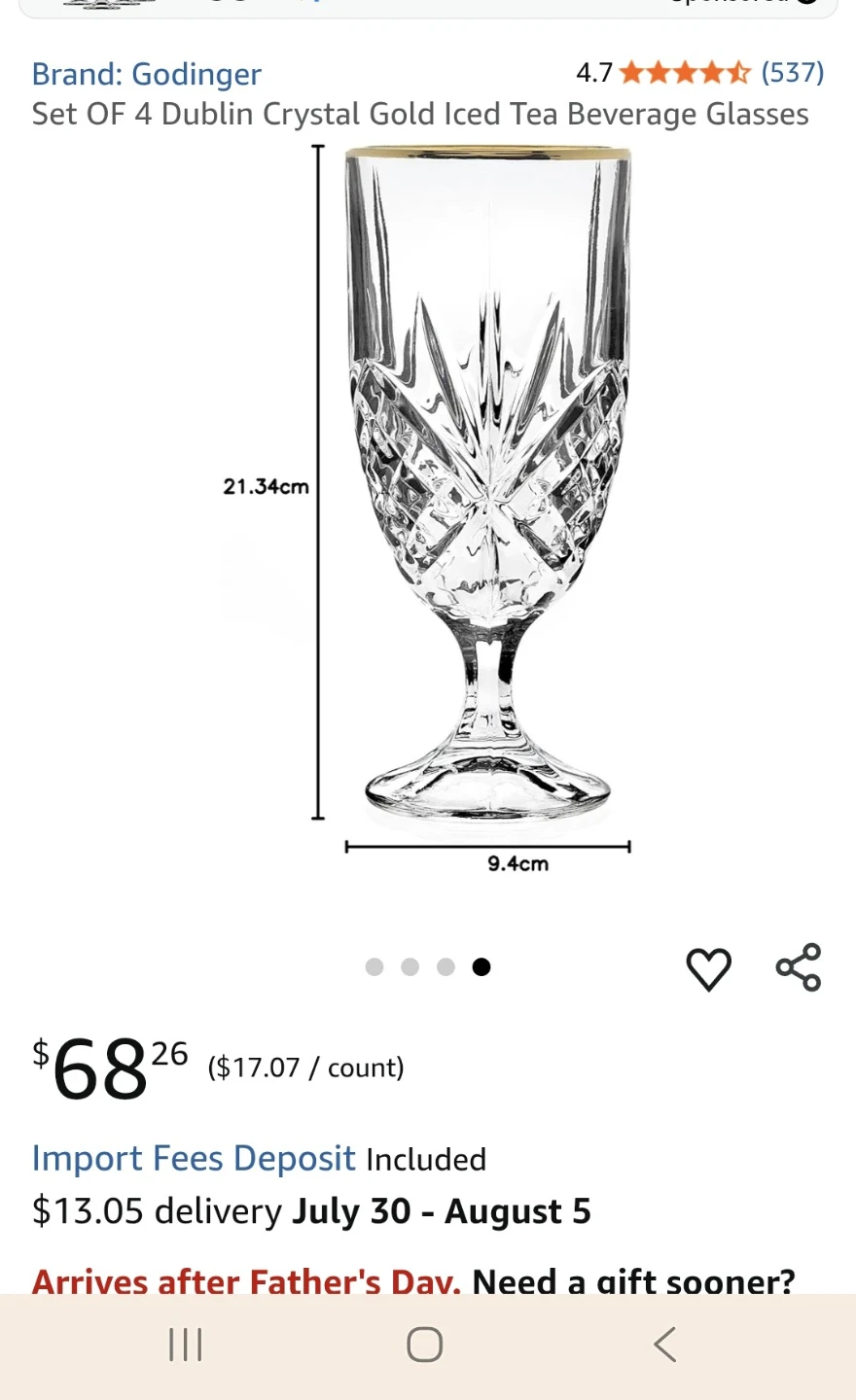 Dublin Collection Gold Iced Tea Glasses Set of 4 - photo 2