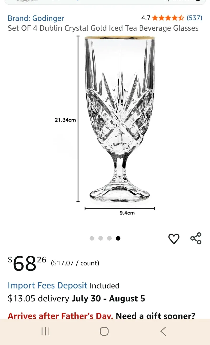 Dublin Collection Gold Iced Tea Glasses Set of 4 - photo 2