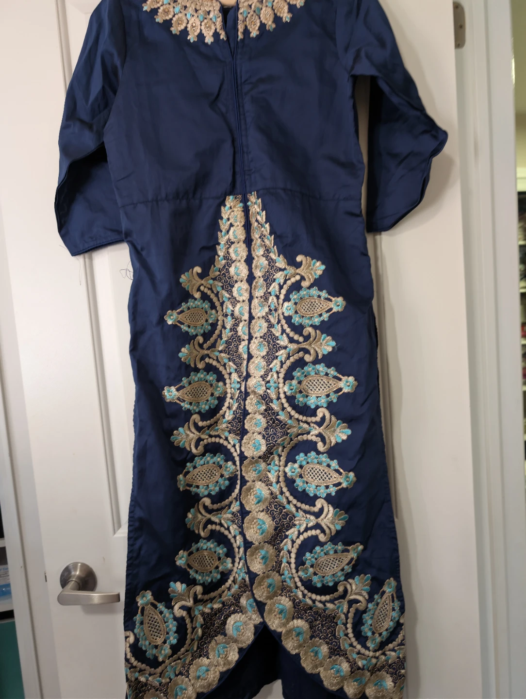 Blue & Black Skirt with Gold Trim