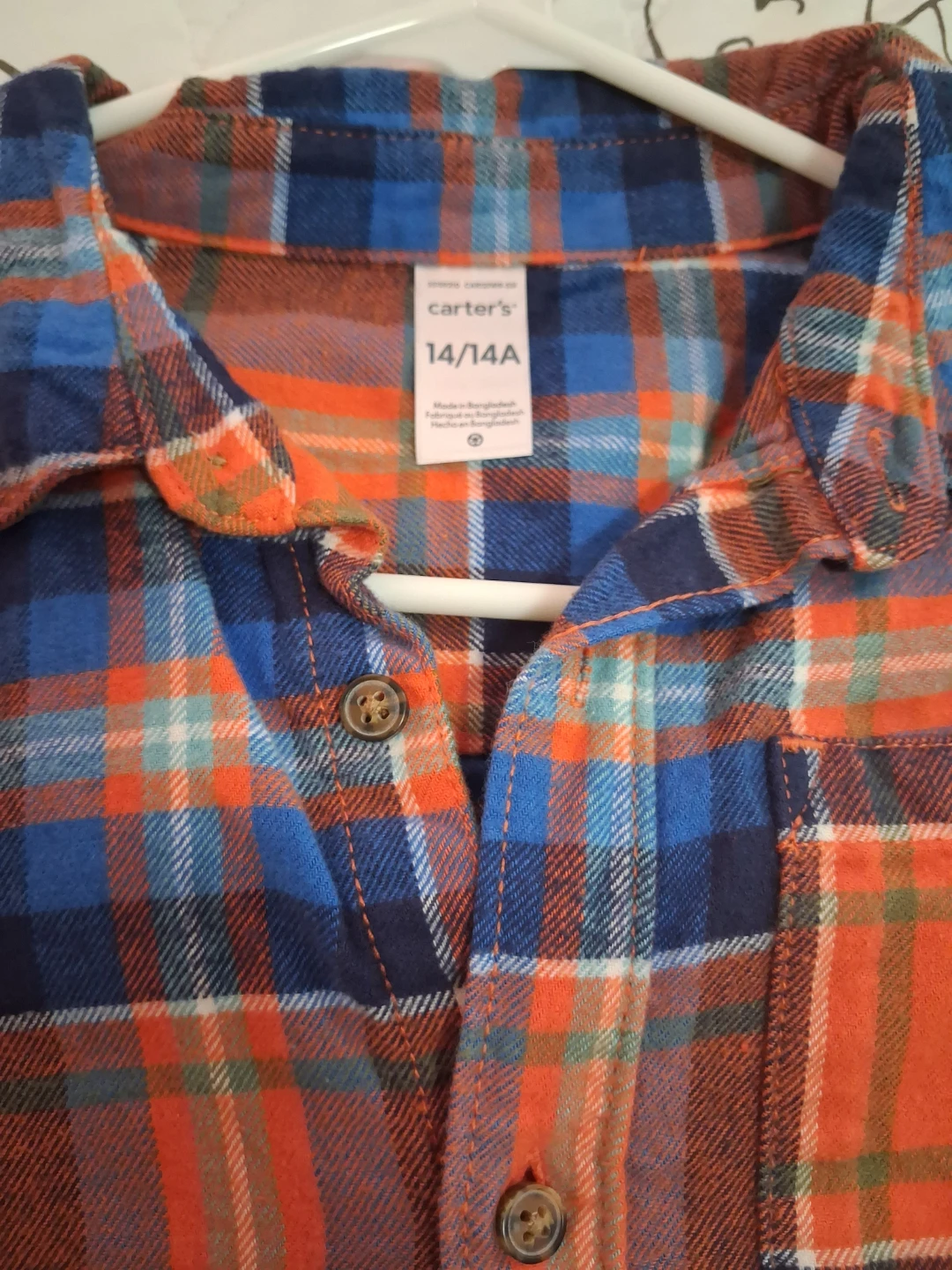 Carter's Plaid Flannel Shirt Size 14/14A - photo 2