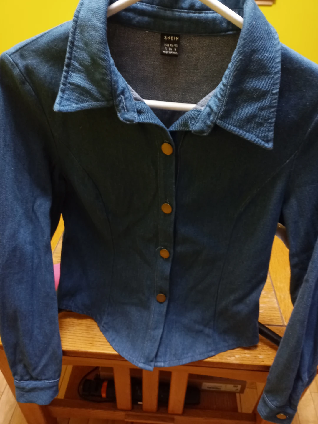 SHEIN Blue Denim Button-Up ladies Shirt