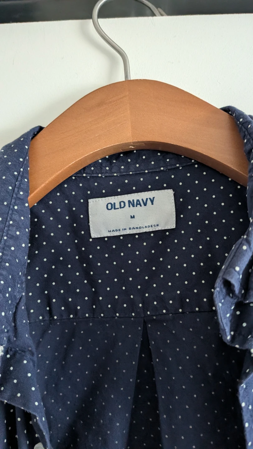 Short Sleeve Shirt Button-up - Navy Polka Dot - photo 2