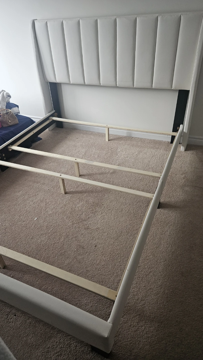 White Upholstered Headboard Bed Frame
