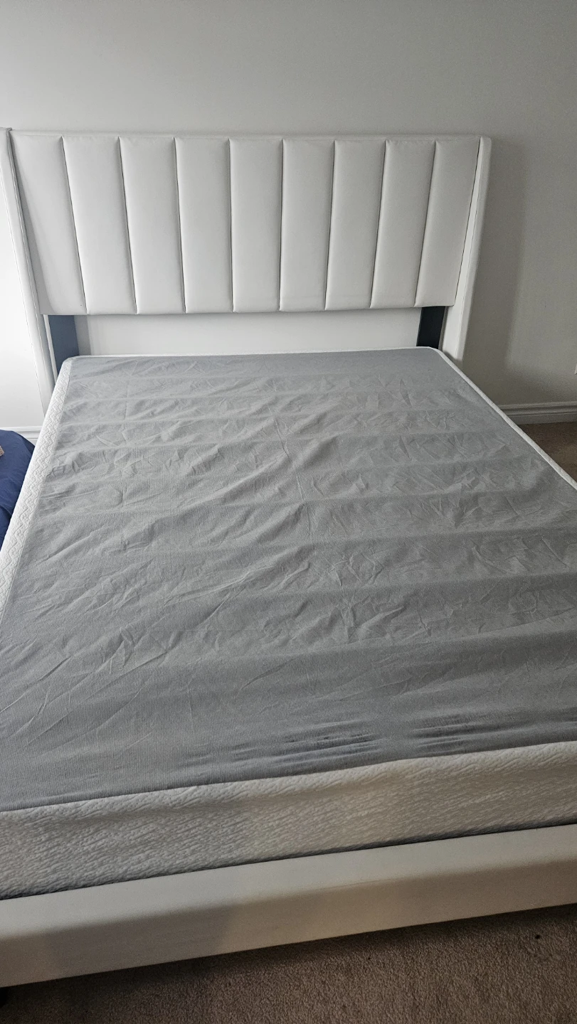 White Upholstered Headboard Bed Frame - photo 5