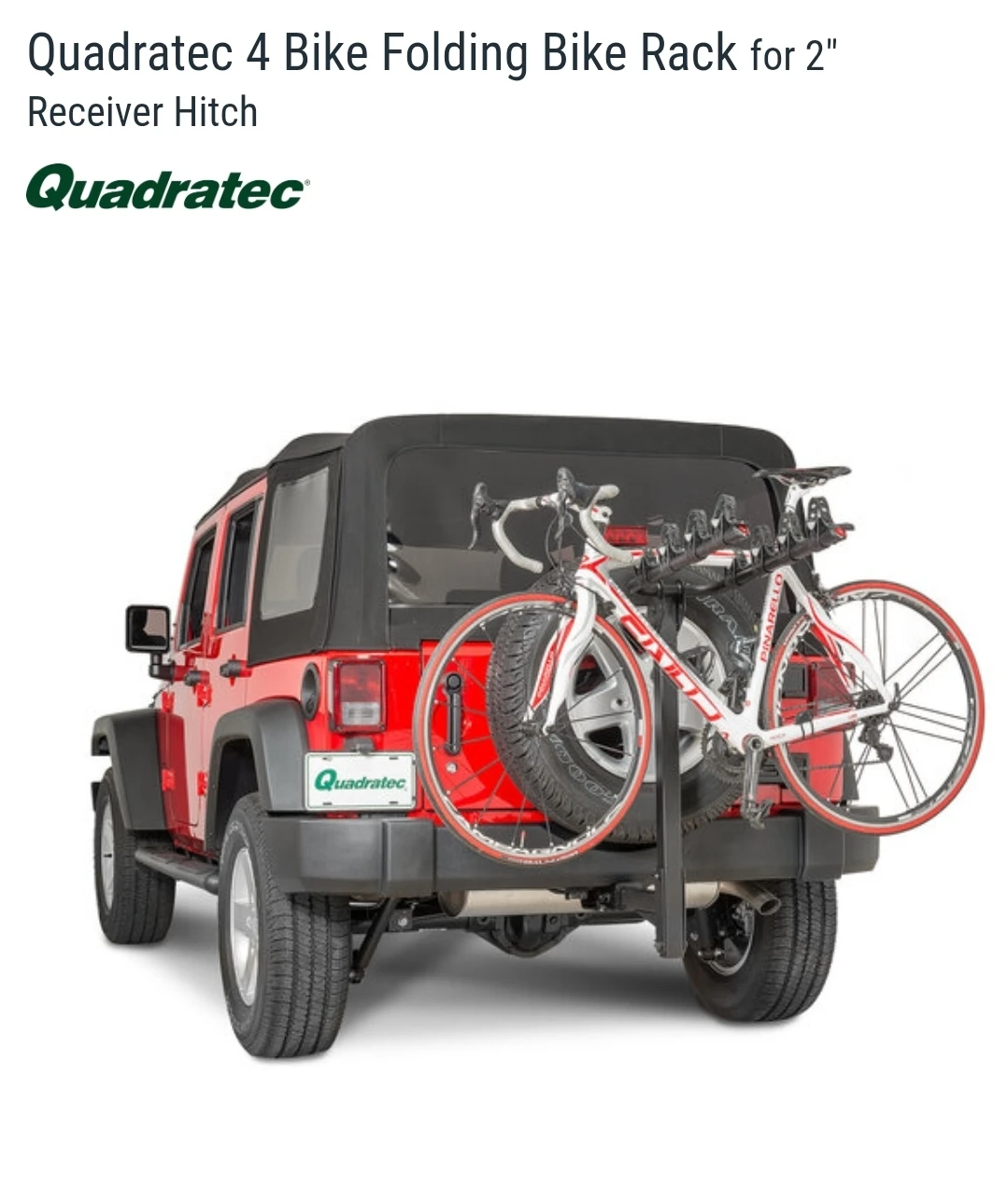 Quadratec 4 Bike Folding Bike Rack for 2" Receiver Hitch