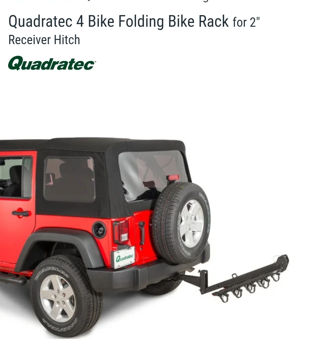 Quadratec 4 Bike Folding Bike Rack for 2" Receiver Hitch - photo 3