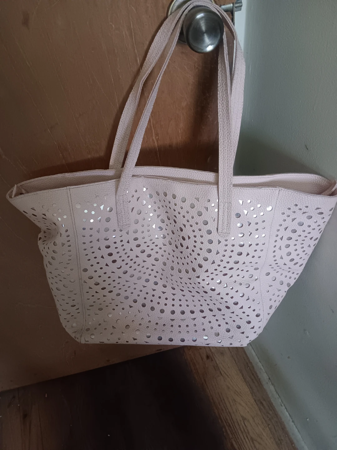 Pale Pink Laser-Cut Tote Bag