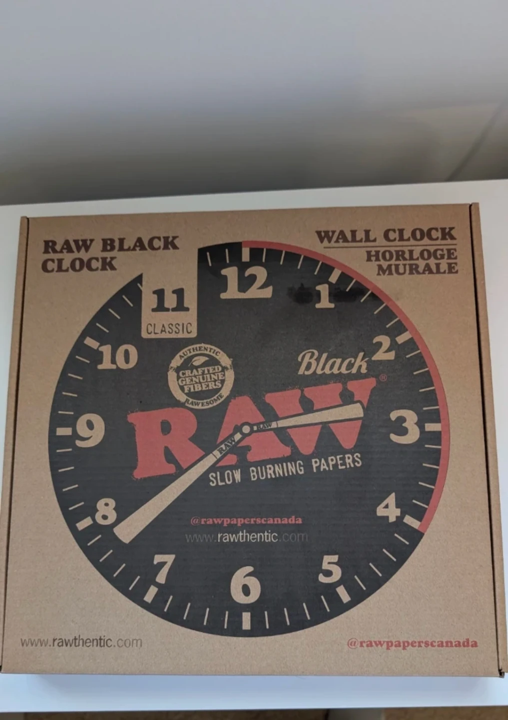 RAW BLACK WALL CLOCK COLLECTABLE BNIB