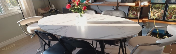 Oval Modern Marble Dining Table - 160cm x 90cm