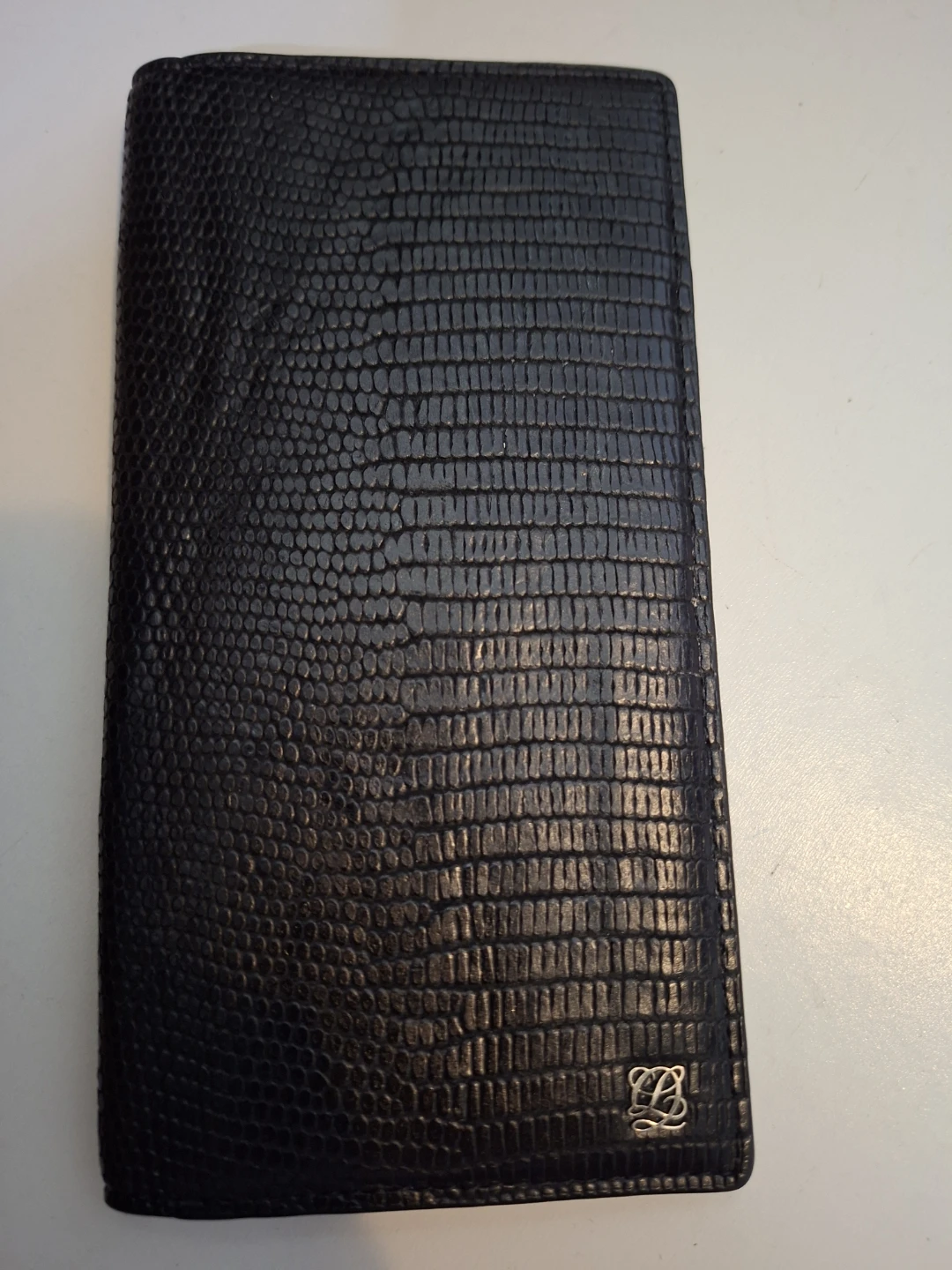 LOUIS QUATORZE Black Lizard Embossed Wallet