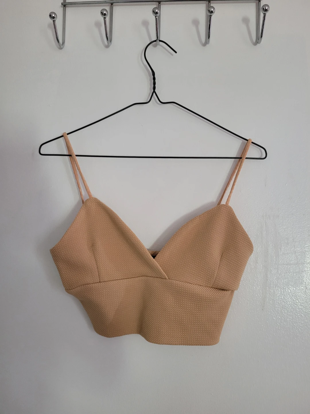 Women's Tan Textured Crop Top