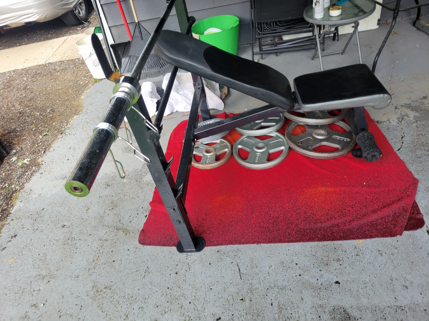 FITNESS GEAR OLYMPIC BENCH  7' BAR 45LBs. 210LBs PLATES. - photo 2