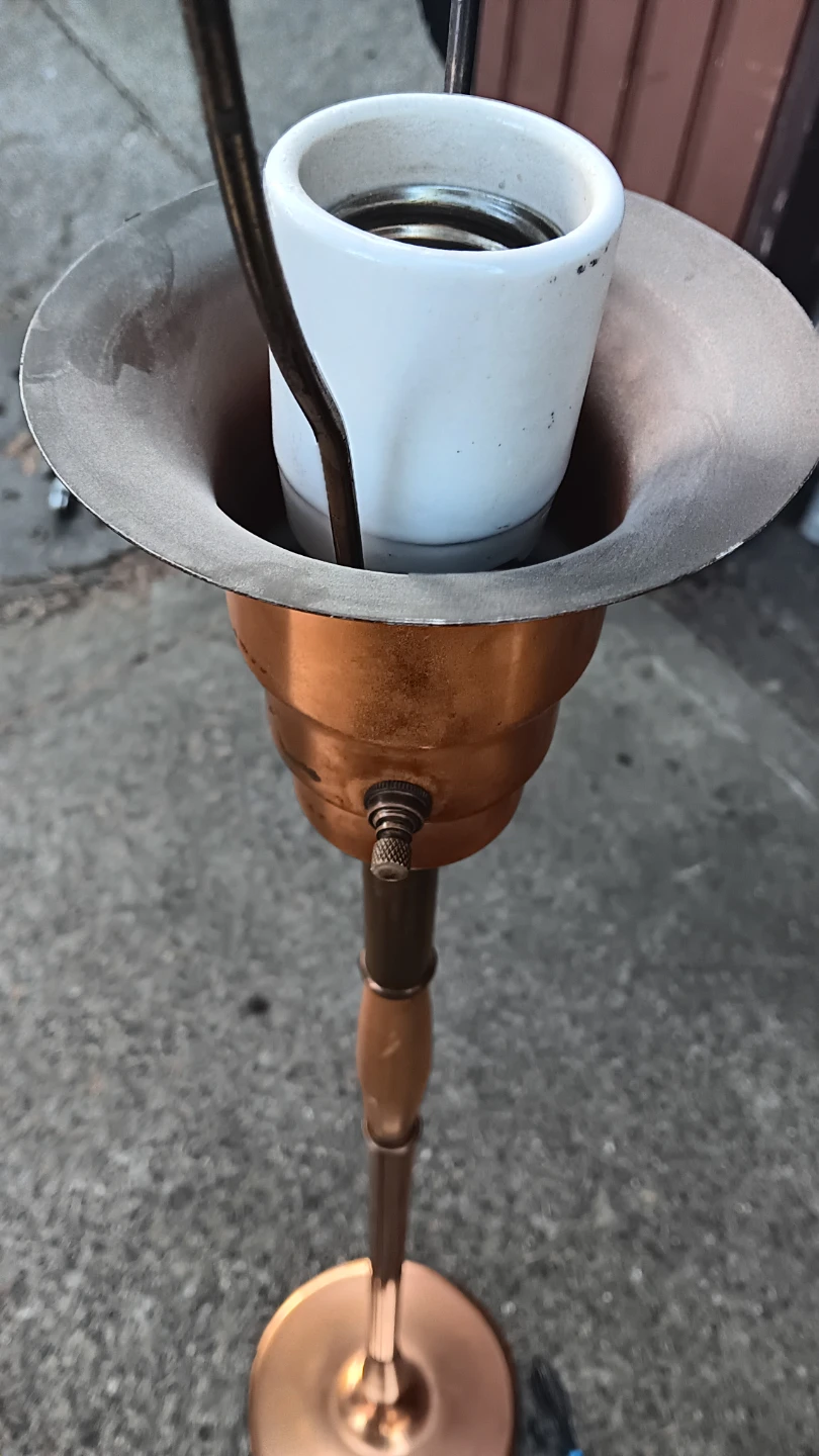 Vintage Copper Floor Lamp with Wood Accent - photo 2