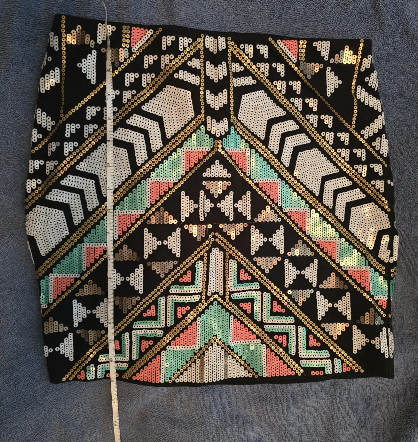 Express Black Sequin Geometric Mini Skirt Size S - photo 3