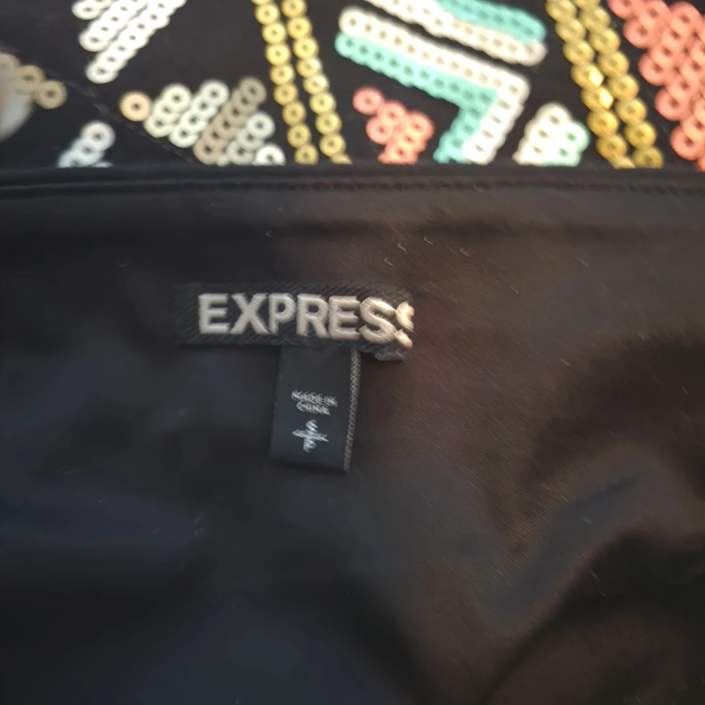 Express Black Sequin Geometric Mini Skirt Size S - photo 5
