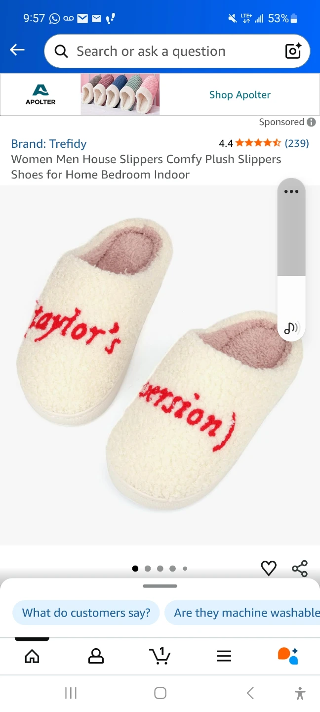 Women's Plush Slippers -Taylor Swift