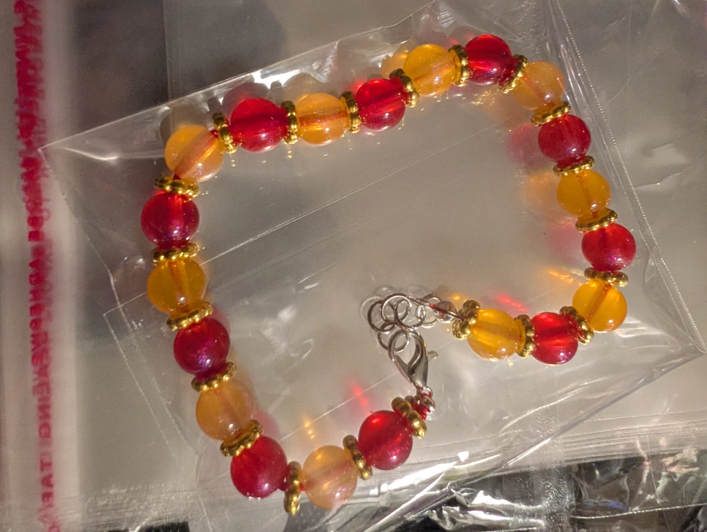 Beaded Bracelet Red and Yellow