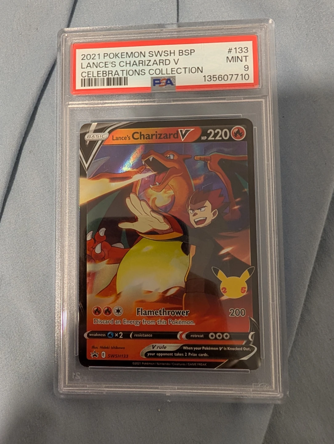 PSA 9 Lance's charzard ex celebrations promo card