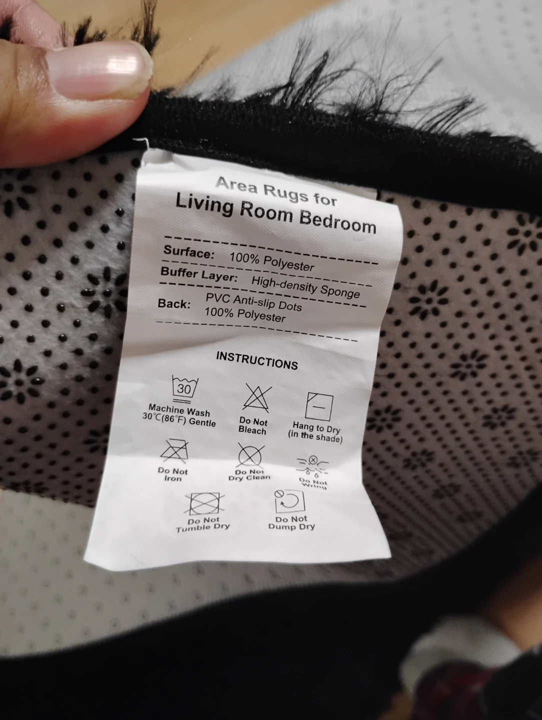 Black Shag Area Rug for Living Room / Bedroom - photo 5