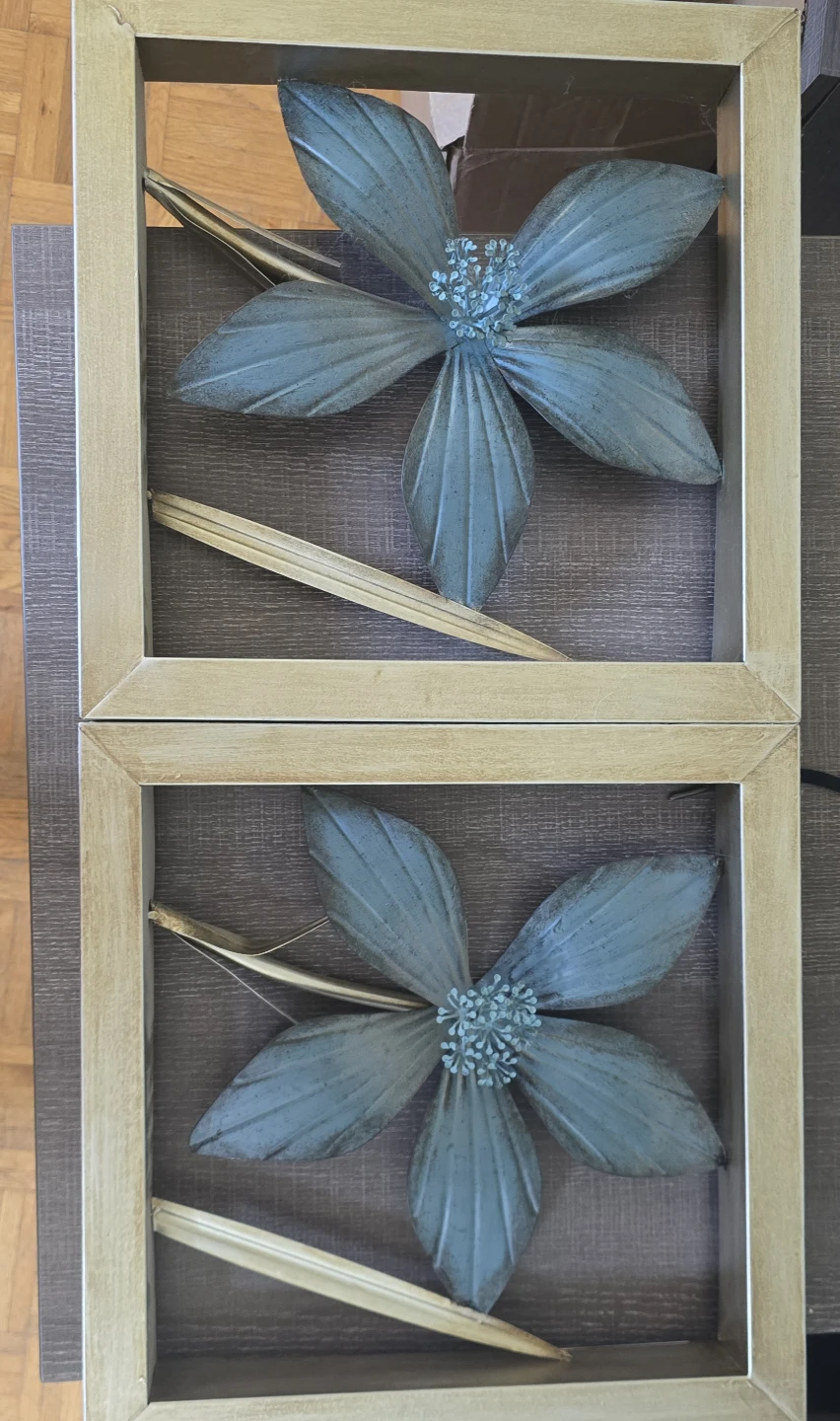 Set of 2 Framed Blue Floral Wall Art