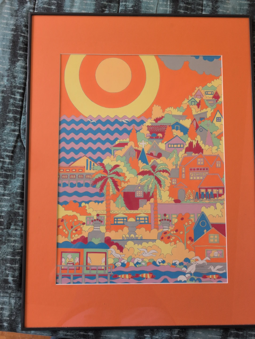 Framed Tropical Village Art Painting. - photo 4