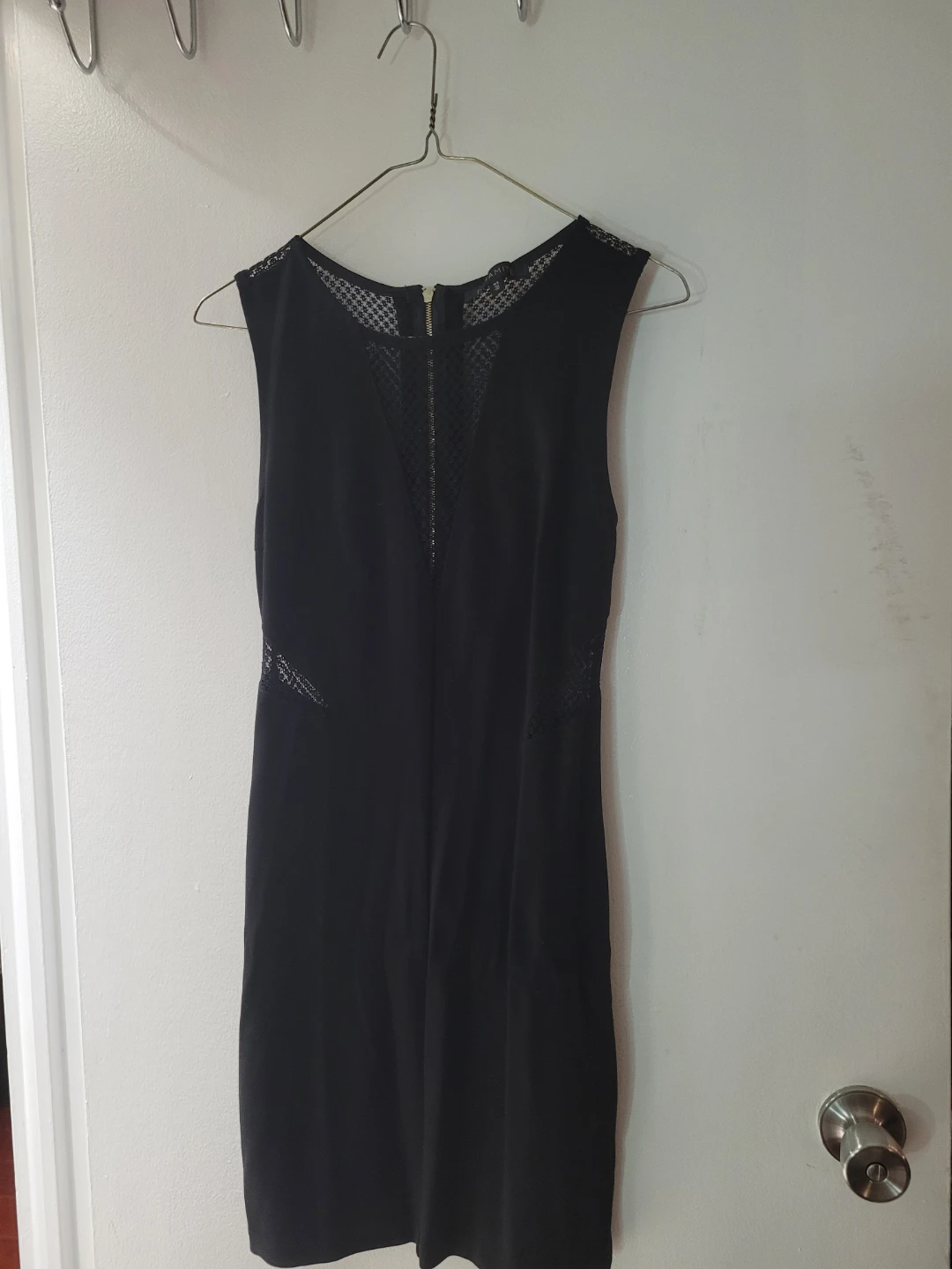 Black Sleeveless Sheath Dress with Lace Detail