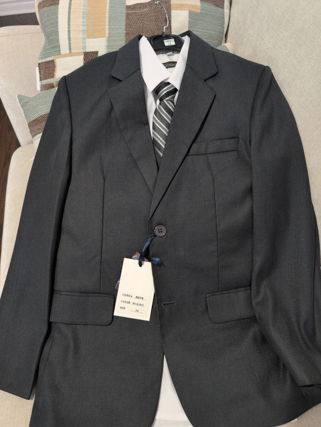 Boys' Suit Set - Charcoal Gray, Size 14