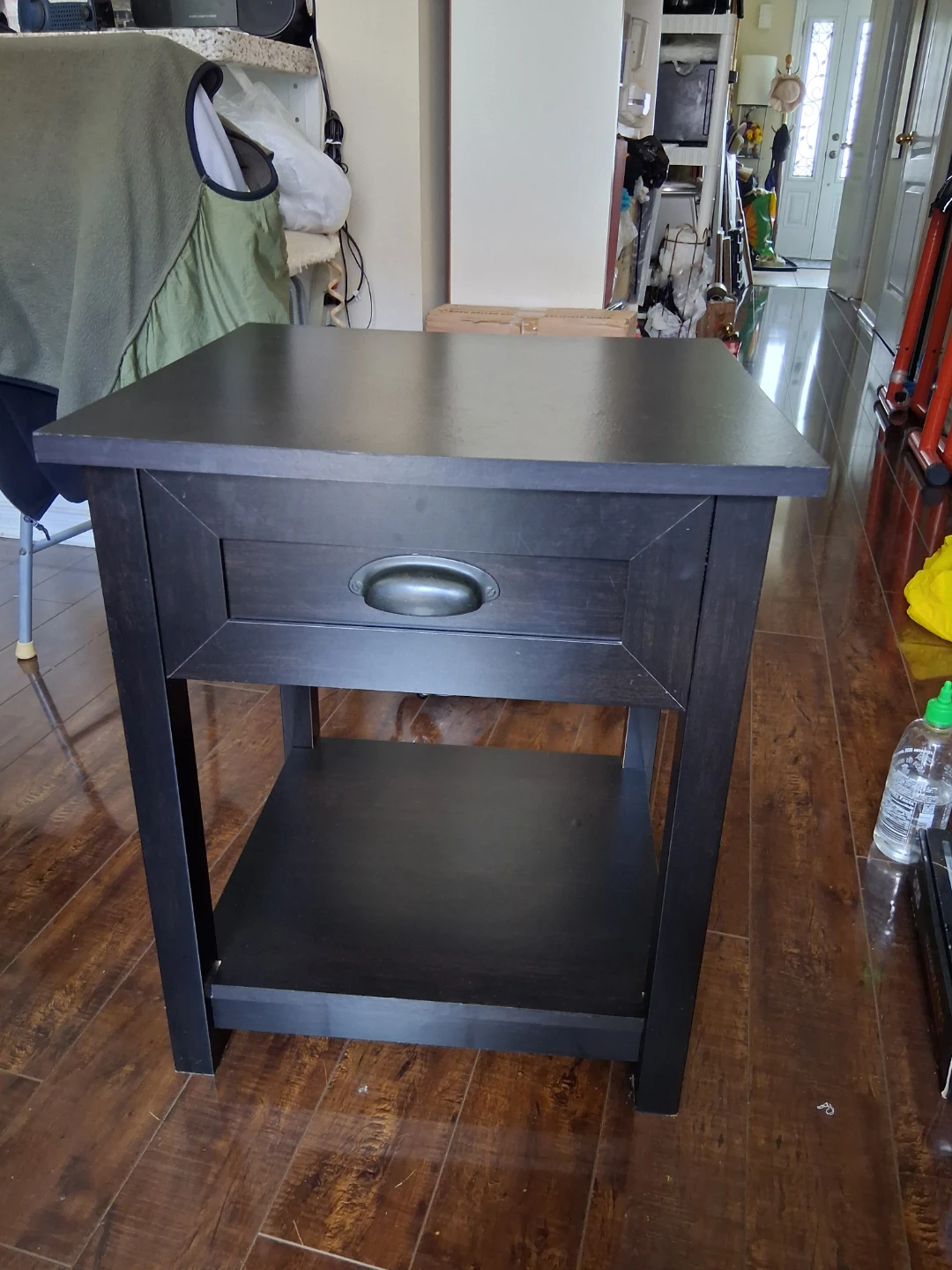 Ikea Black End Table with Drawer and Shelf