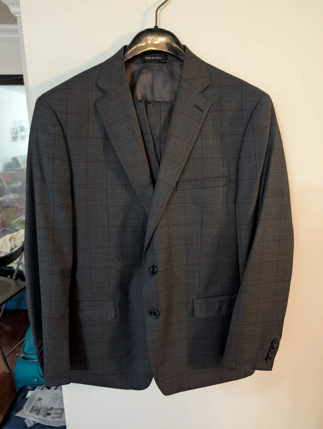 Bruno Piattelli Grey Plaid Wool Suit - Size 46R - photo 3