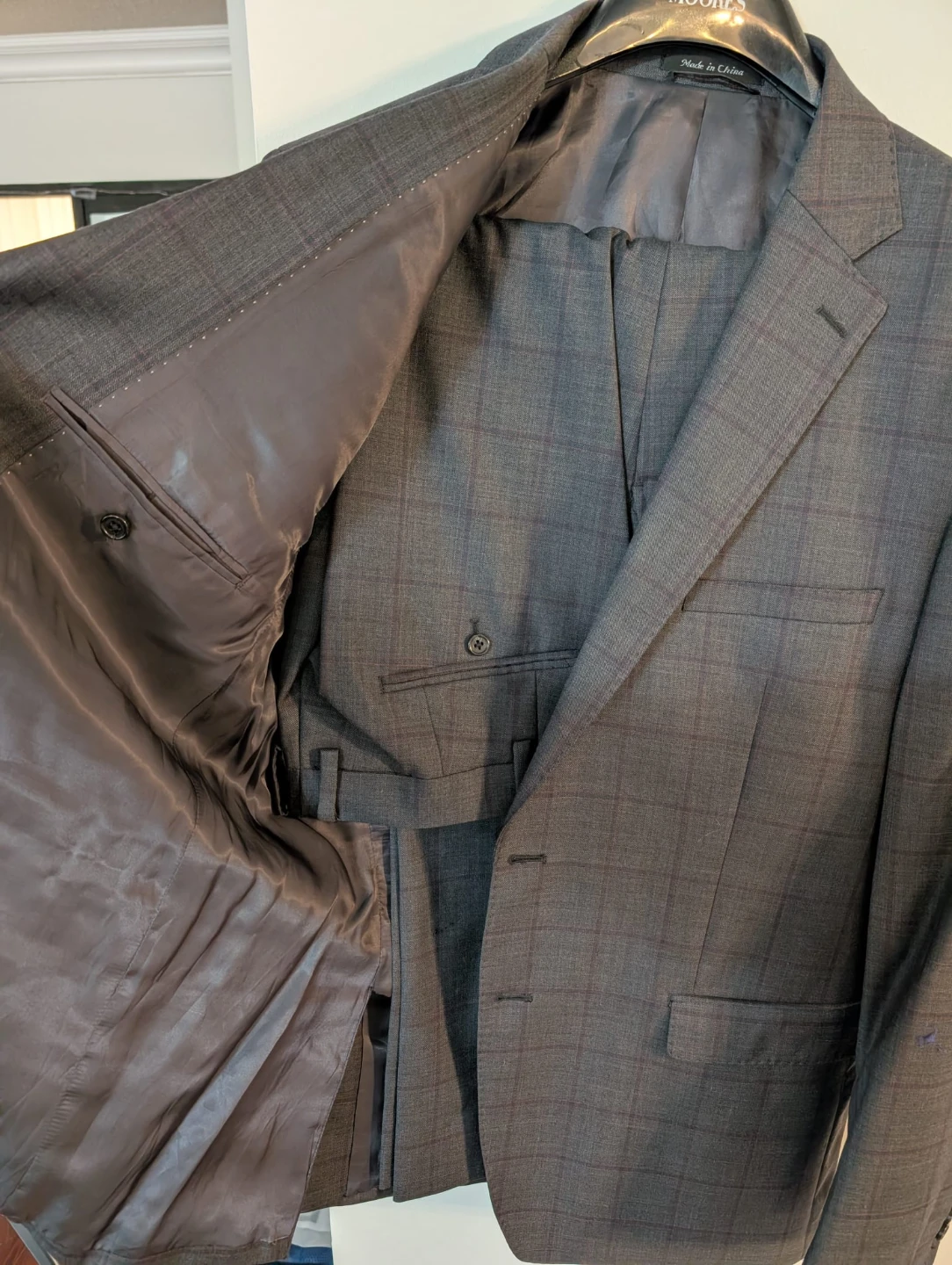 Bruno Piattelli Grey Plaid Wool Suit - Size 46R - photo 4