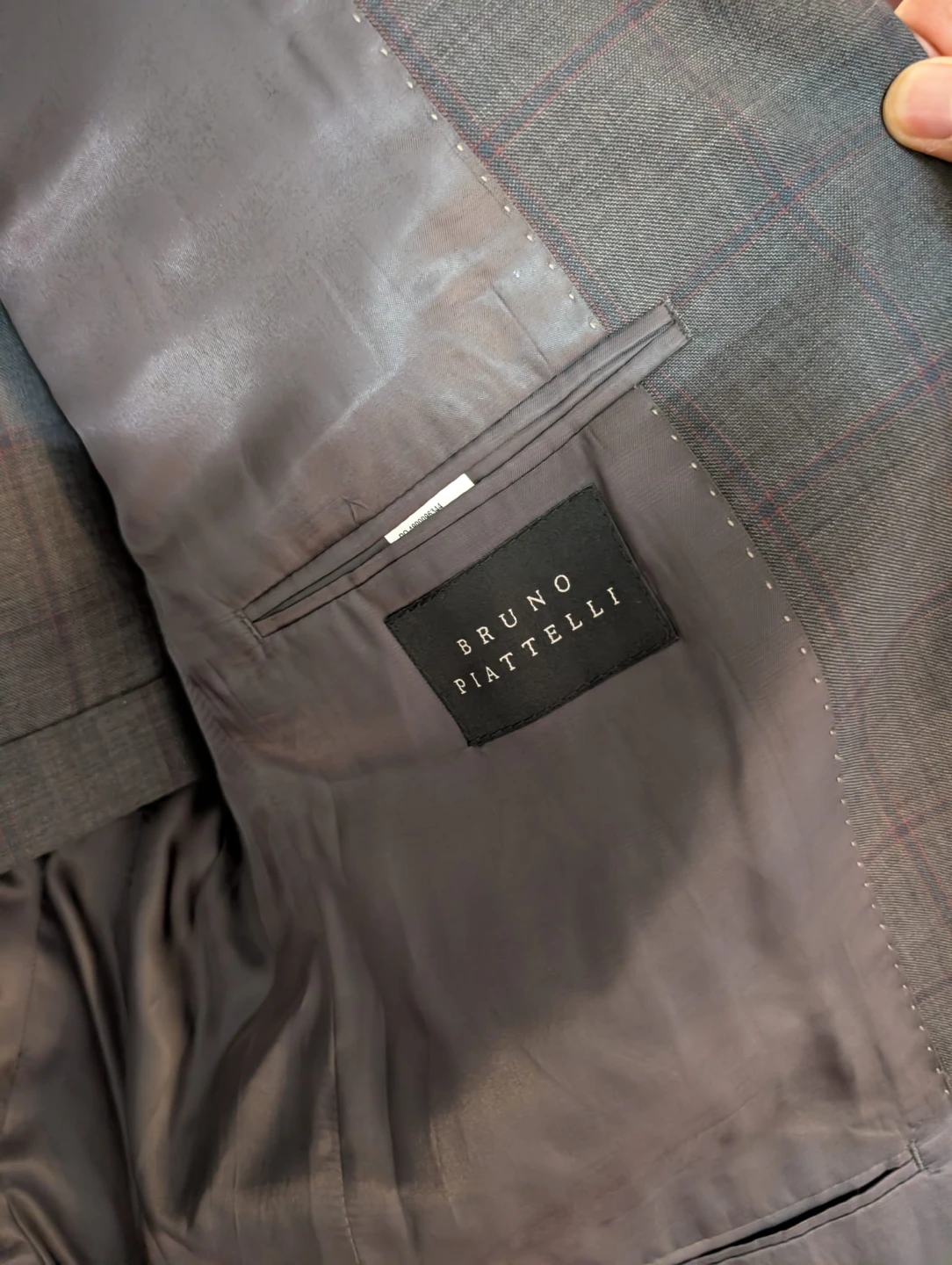 Bruno Piattelli Grey Plaid Wool Suit - Size 46R - photo 5