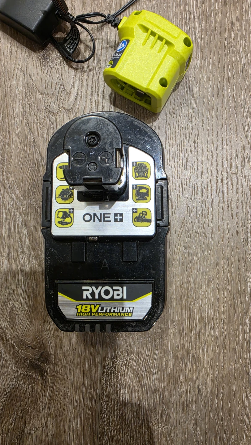 Two Ryobi ONE+ 18V Lithium 4.0Ah Battery and charger