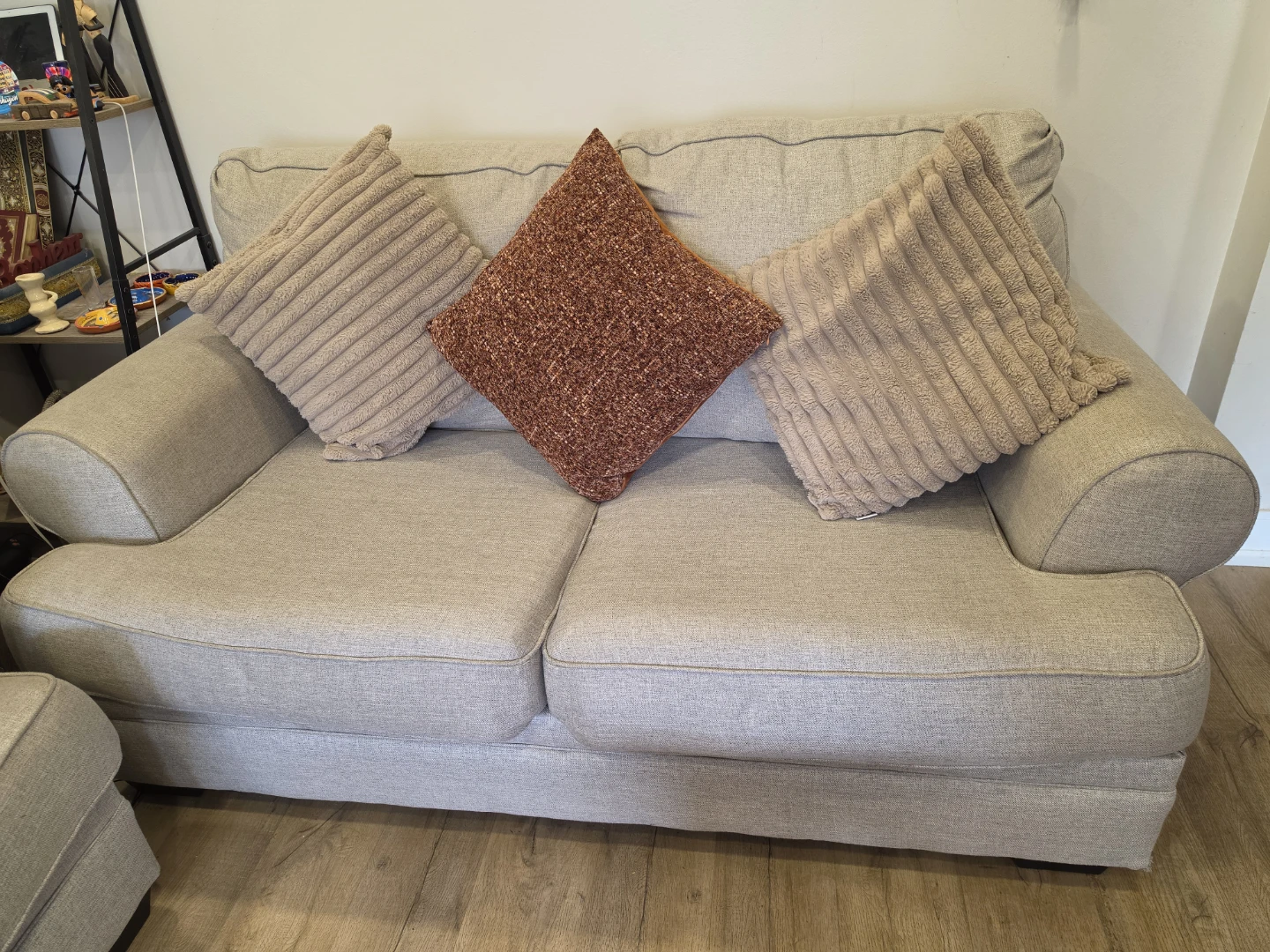 Light Grey Living room set:  2 Loveseat Sofas, rug, painting - photo 3