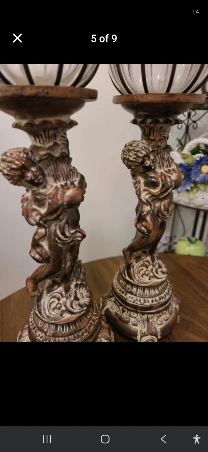 Pair of Cherub Candlestick Holders - photo 3