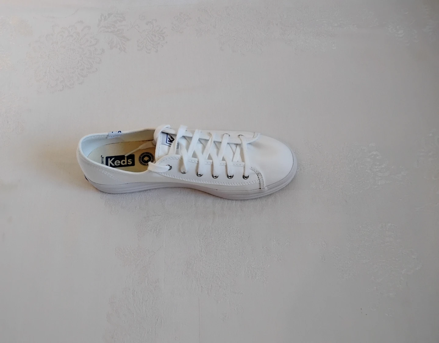 Ladies White Organic Cotton Platform Keds - photo 3