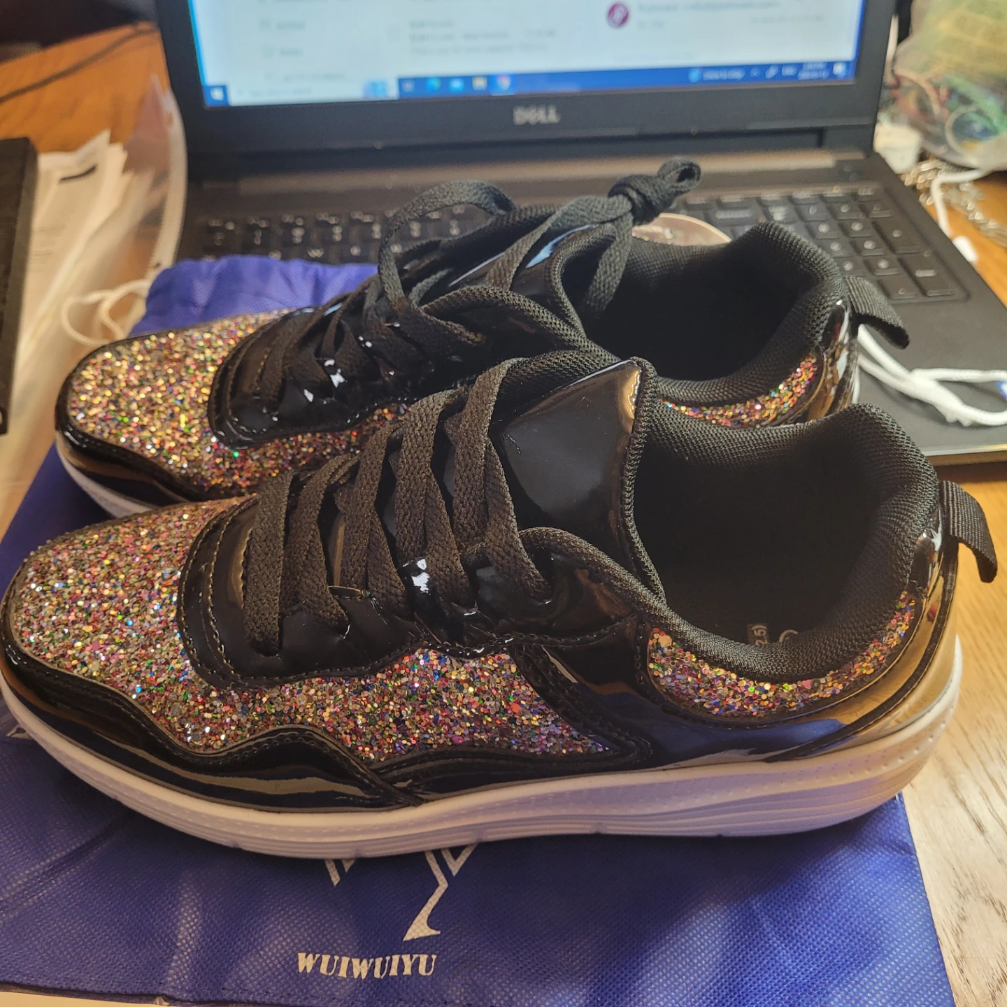 WUIWUIYU Women's Walking Shoes - Black Glitter Size 38 - photo 4