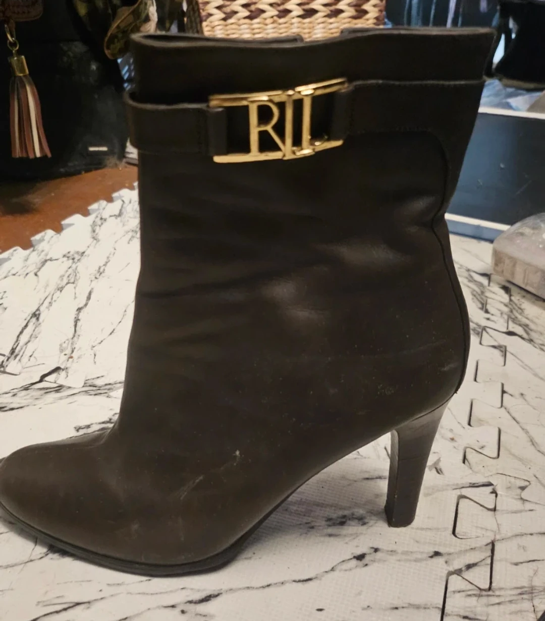 Lauren Ralph Lauren Black Leather Ankle Boots - photo 2