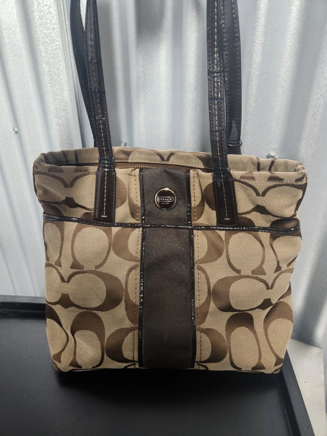 Coach Monogram Tote Bag (Handle strap cracked)