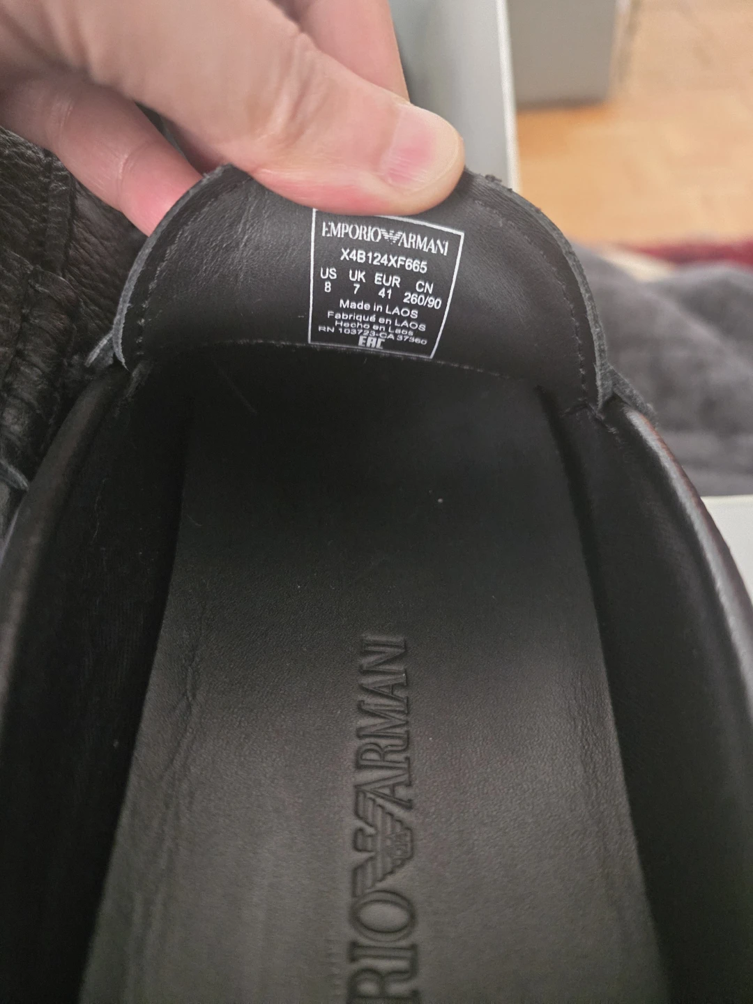 Emporio Armani Men's Black Leather Loafers Size 8 - photo 2
