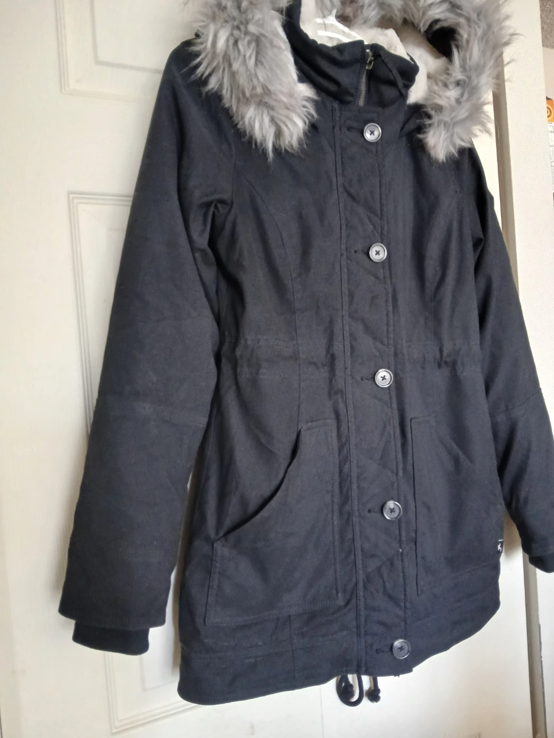 Hollister Heritage black jacket with faux fur, size XS - photo 2