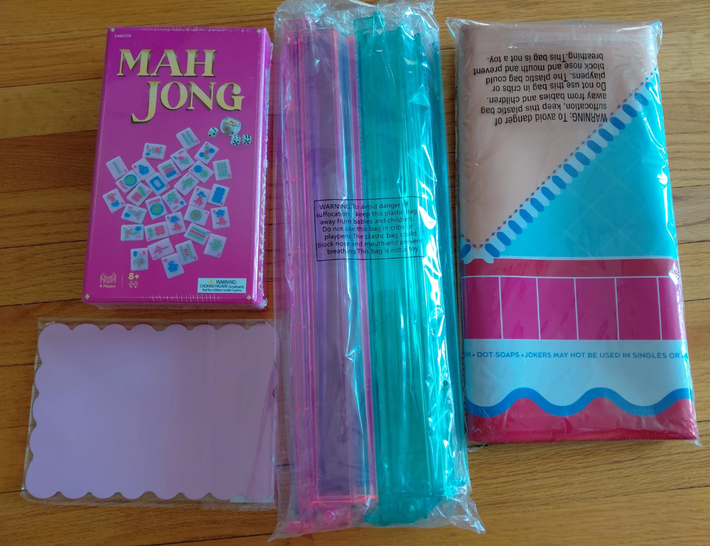 Brand new Mahajong set - tiles, racks, mat, shufflers