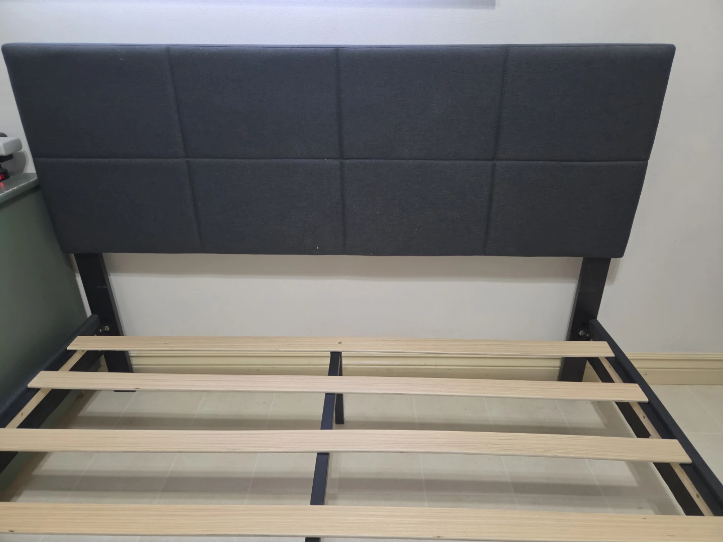 Gray Fabric Upholstered Headboard Bed Frame - photo 2