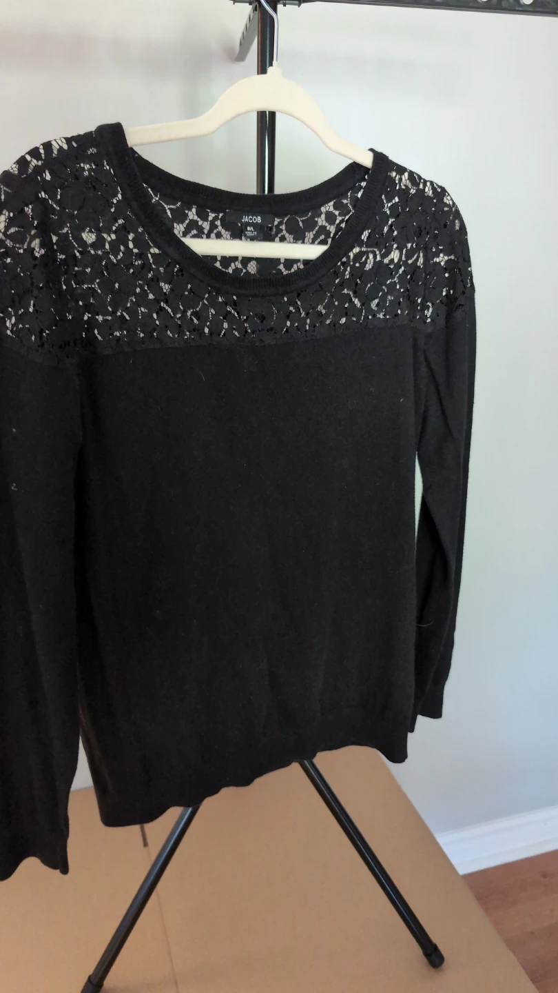 Jacob Black Sweater with Lace Detail - G/L
