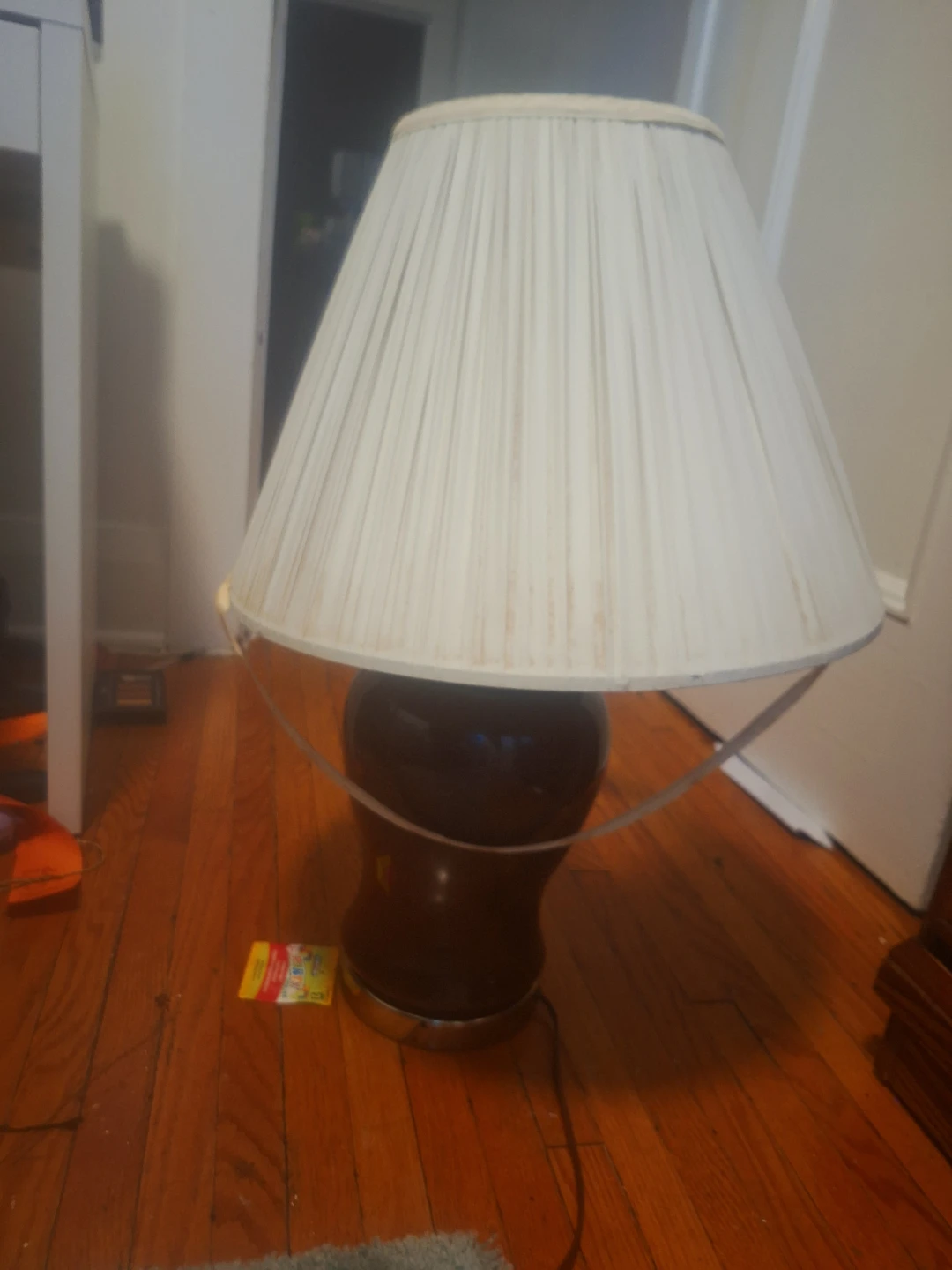 Table Lamp with White Pleated Shade