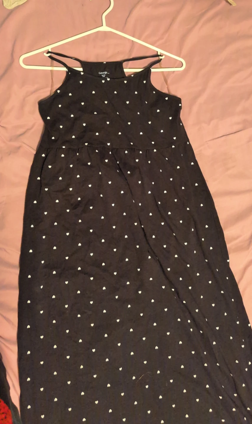 George Girls Black Heart Print Maxi Dress Size 16