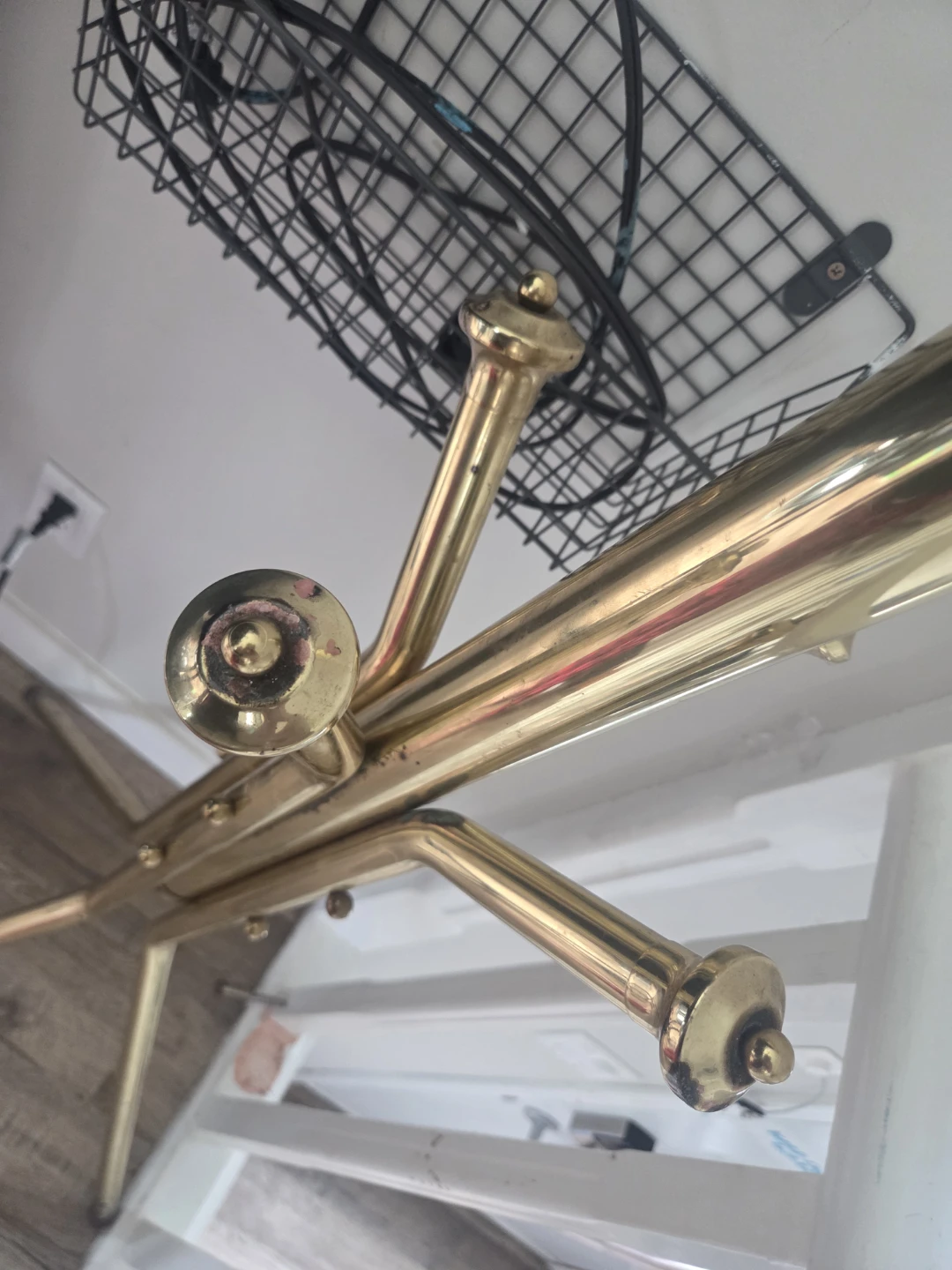 Gold Coat Rack with Basket - photo 4