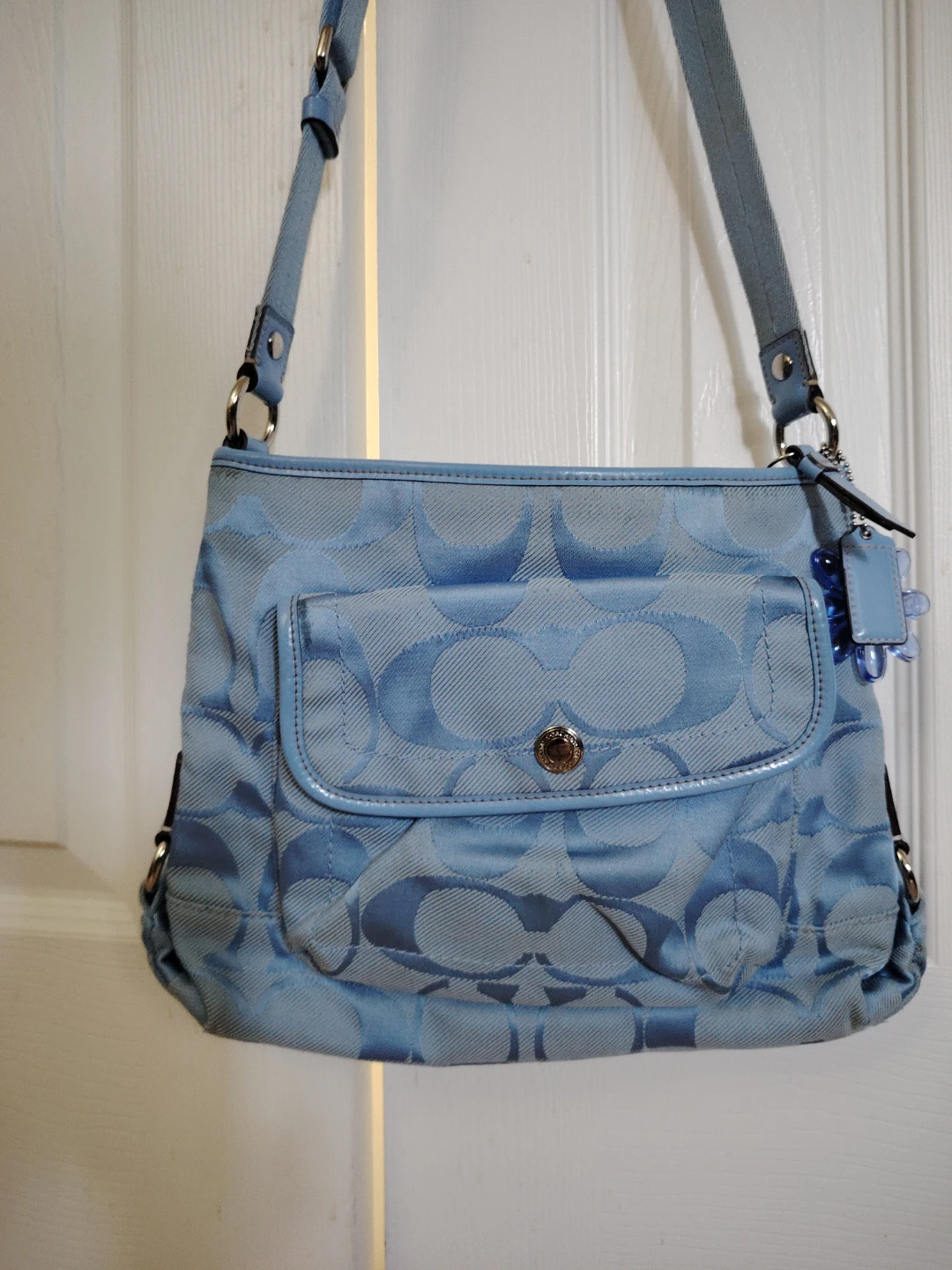 ⚽️Light Blue Coach Monogram Shoulder Bag