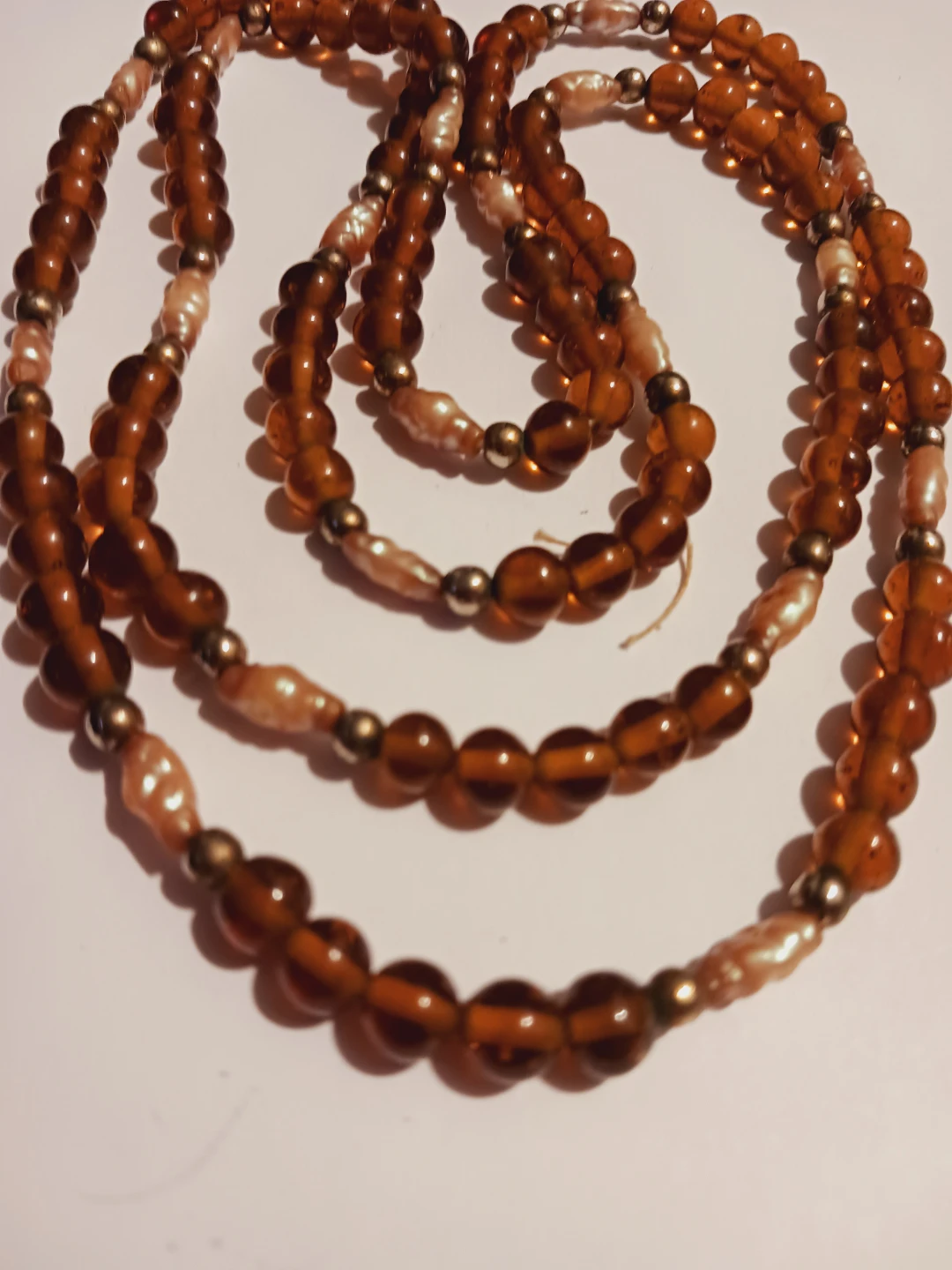 Gorgeous Amber and Pearl Beaded Necklace - photo 3