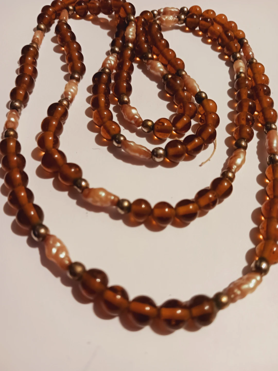 Gorgeous Amber and Pearl Beaded Necklace - photo 4